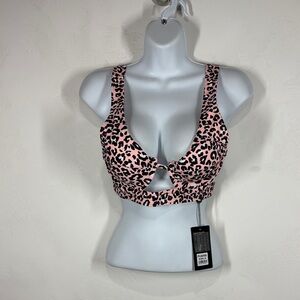 NWT Ree Beea Leopard Print Pink Women's Bikini Top size small